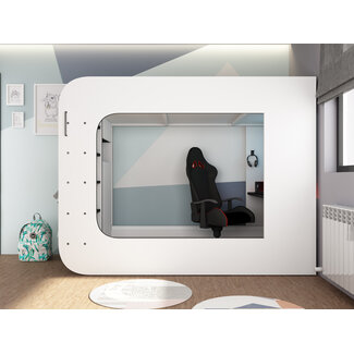 Trasman Hoogslaper The Cube Gamingbed 90x200 - Wit en Antraciet
