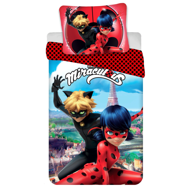MerchandiseFever Miraculous Dekbedovertrek, Cat Noir -  140 x 200 + 70 x 90 cm  - Katoen