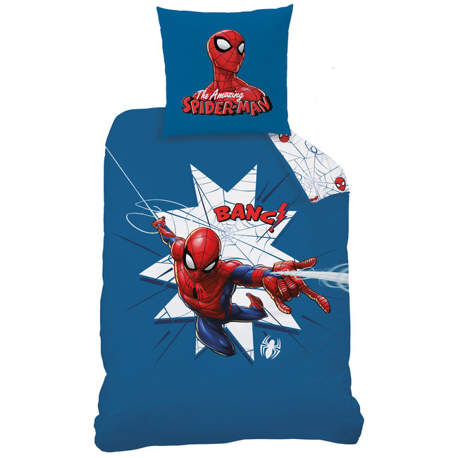 MerchandiseFever Spider-Man Dekbedovertrek, Jumping - Eenpersoons -140 x 200 + 63 x 63 cm - Katoen