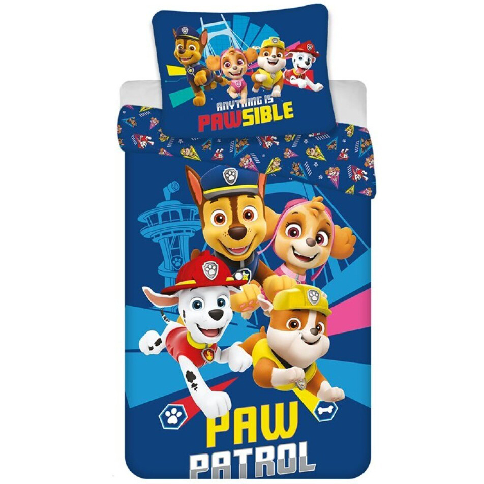 Paw Patrol dekbedovertrek, Pawsible - Eenpersoons - 140 x 200 cm / 65 x 65 cm - Polycotton