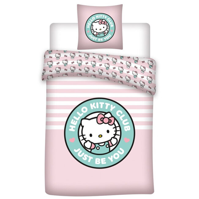MerchandiseFever Hello Kitty Dekbedovertrek, Just be You - Eenpersoons - 140 x 200 / 65 x 65 cm - Polykatoen
