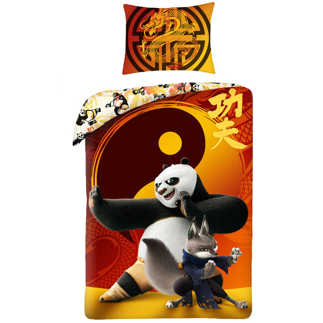MerchandiseFever Kung Fu Panda Dekbedovertrek, Qin Na - Eenpersoons - 140 x 200 + 70 x 90 cm  - Katoen