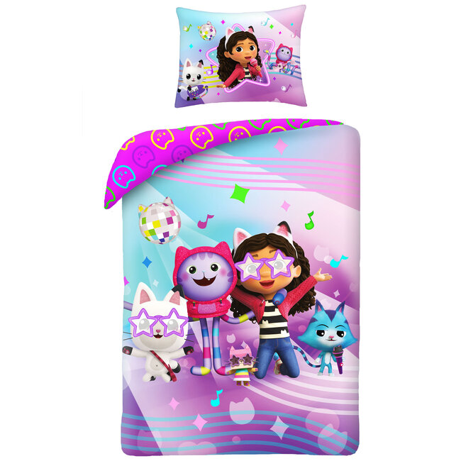 MerchandiseFever Gabby's Poppenhuis Dekbedovertrek, Stars - Eenpersoons - 140 x 200 + 70 x 90 cm  - Katoen