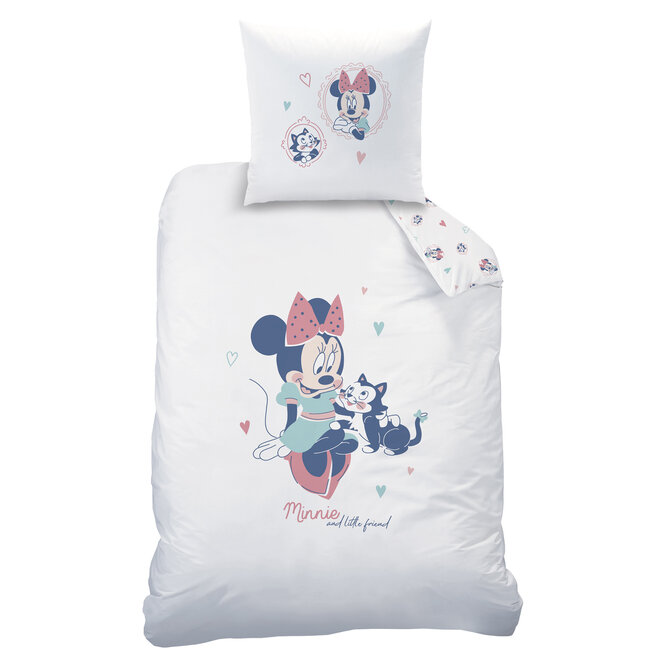 MerchandiseFever Disney Minnie Mouse Dekbedovertrek, Little Friend - 140 x 200 cm + 63 x 63 cm - Katoen