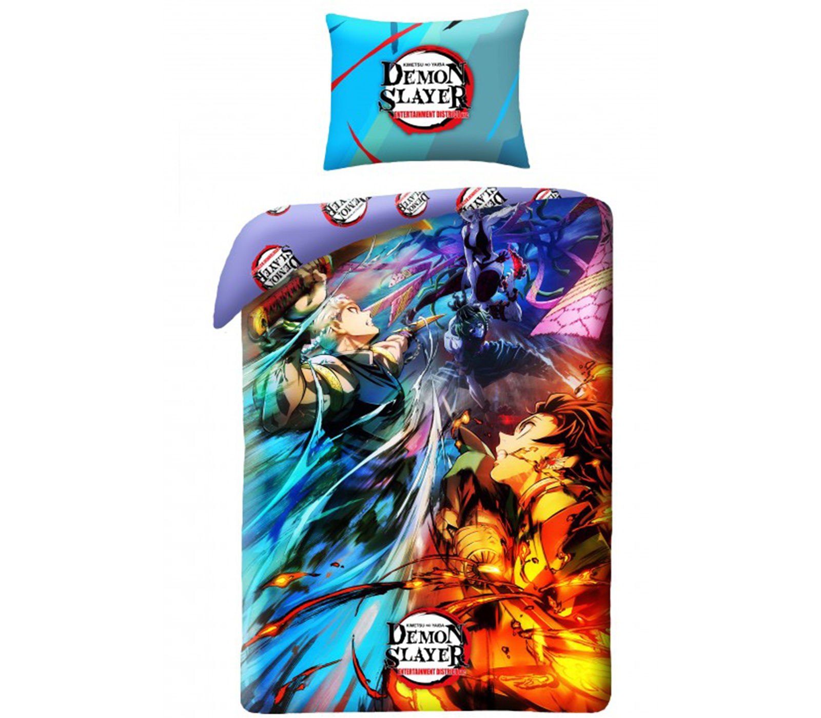 demon slayer dekbedovertrek fight 140 x 200 cm - katoen - Pre order