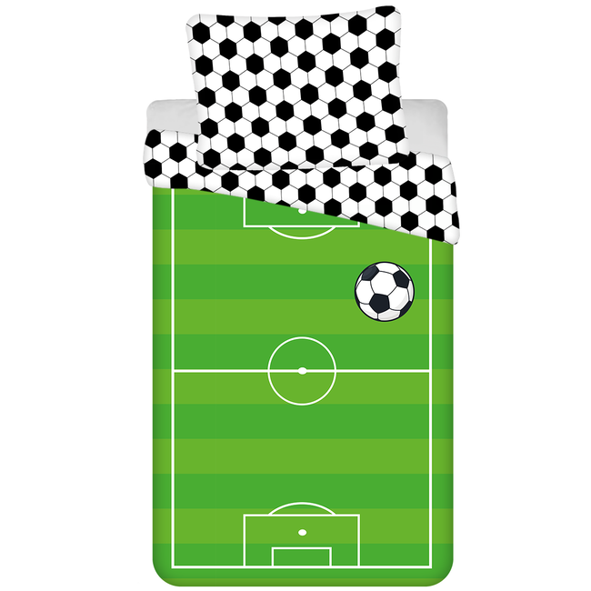 MerchandiseFever Voetbal Dekbedovertrek, Veld - Eenpersoons - 140 x 200 + 70 x 90 cm  - Katoen