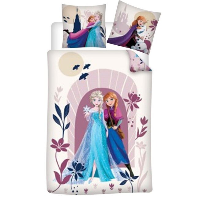 MerchandiseFever Disney Frozen Dekbedovertrek, Sister Love - Eenpersoons - 140 x 200 + 65 x 65 cm - Polycotton