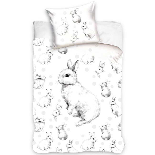 MerchandiseFever Animal Pictures Dekbedovertrek, Konijntjes - 140 x 200 cm / 70 x 90 cm - Katoen