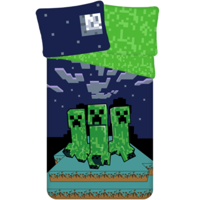 MerchandiseFever Minecraft Dekbedovertrek, Sssleep Tight - Eenpersoons - 140 x 200 + 70 x 90 cm - Katoen