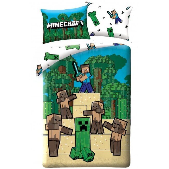 MerchandiseFever Minecraft Dekbedovertrek, Husk - 140 x 200 cm + 70 x 90 cm - Katoen