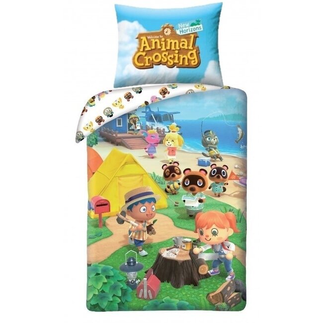 MerchandiseFever Animal Crossing Dekbedovertrek, Happy Home - 140 x 200 cm + 70 x 90 cm - Katoen