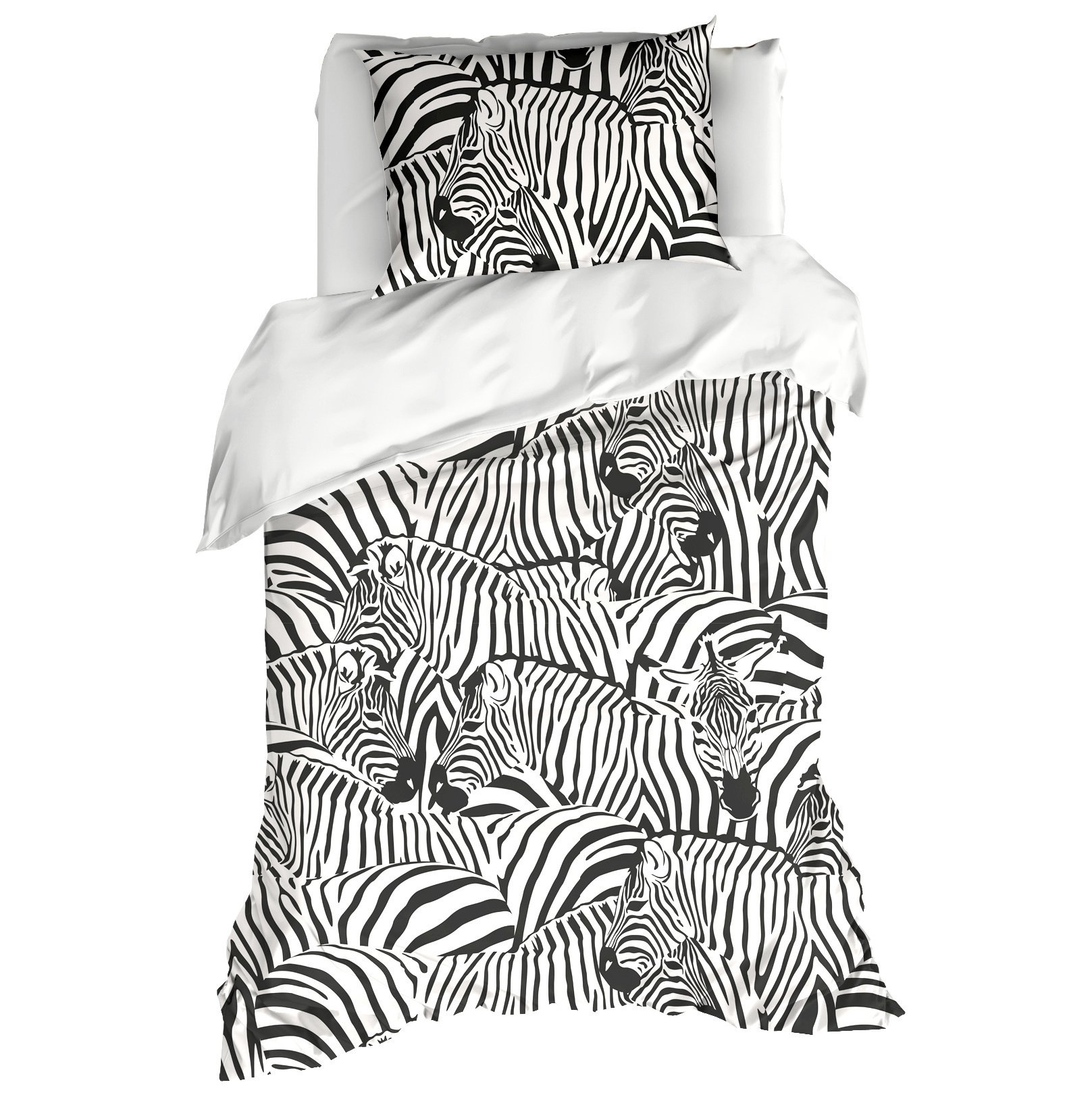 De Witte Lietaer Dekbedovertrek Zebra Eggshell - Eenpersoons - 140 x 200/220 cm - Katoen Satijn