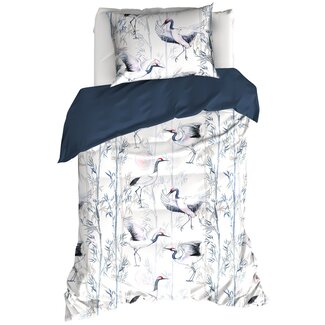 MerchandiseFever Dekbedovertrek Mont Blanc Majolica Blue - Eenpersoons - 140 x 200/220 cm - Katoen Satijn