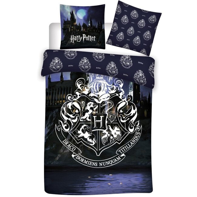 MerchandiseFever Harry Potter Dekbedovertrek, Logo - Eenpersoons - 140 x 200 cm + 63 x 63 cm - Polyester
