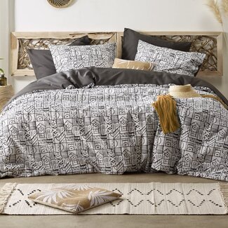 MerchandiseFever Dekbedovertrek Cuzco Stone Grey- Eenpersoons - 140 x 200/220 - Katoen Perkal