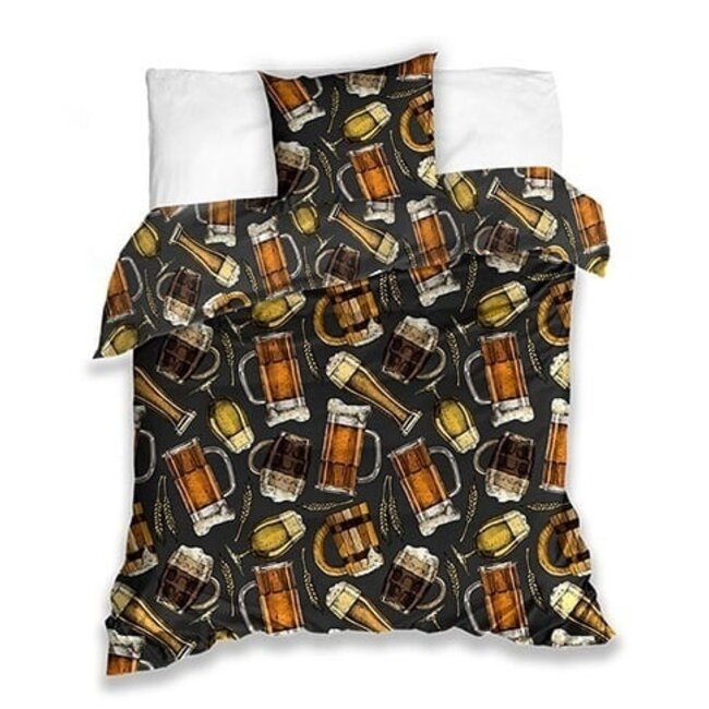 MerchandiseFever Bier Dekbedovertrek, Proost - 140 x 200 cm + 70 x 90 cm - Katoen