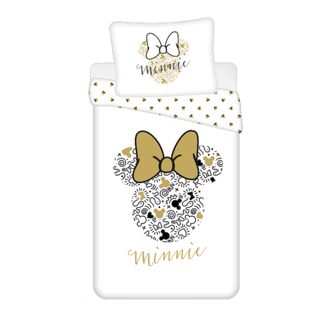 MerchandiseFever Disney Minnie Mouse Dekbedovertrek Gold  - 140 x 200 cm + 70 x 90 cm - Katoen
