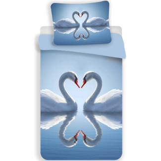 MerchandiseFever Dekbedovertrek Zwaan - Eenpersoons - 140  x 200 cm - Polyester