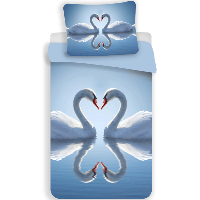 MerchandiseFever Animal Pictures Dekbedovertrek, Zwaan - 140 x 200 + 70 x 90 cm - Polyester