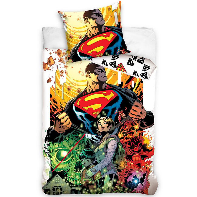 MerchandiseFever Superman Dekbedovertrek, Comic Hero - 140 x 200 cm + 70 x 90 cm - Katoen