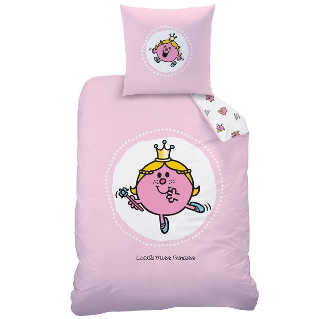 MerchandiseFever Meneertje Mevrouwtje Dekbedovertrek, Miss Princess - 140 x 200 + 63 x 63 cm - Katoen