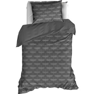 MerchandiseFever Dekbedovertrek Katoen Flanel Crane - Eenpersoons - 140 x 200/220 cm - Grijs