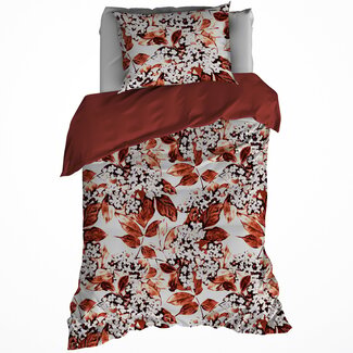 MerchandiseFever Dekbedovertrek Katoen Flanel Mimulus - Eenpersoons - 140 x 200/220 cm - Rood
