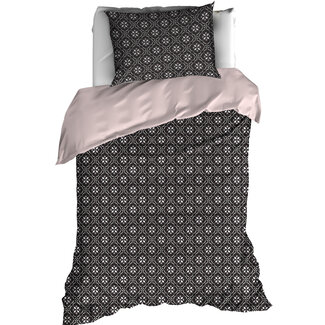 MerchandiseFever Dekbedovertrek Katoen Satijn  Primrose - Eenpersoons - 140 x 200/220 cm - zwart