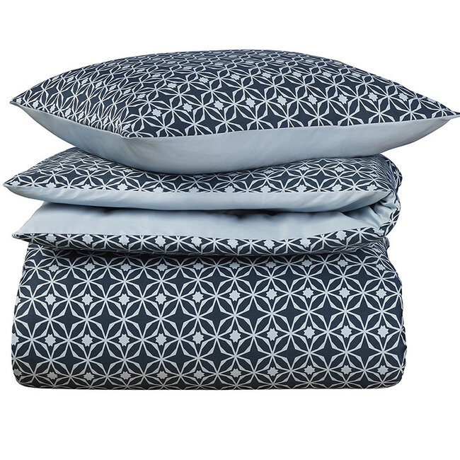 MerchandiseFever De Witte Lietaer Dekbedovertrek Katoen Satijn, Nickel Blue Fog - 140 x 200/220 + 60 x 70 cm