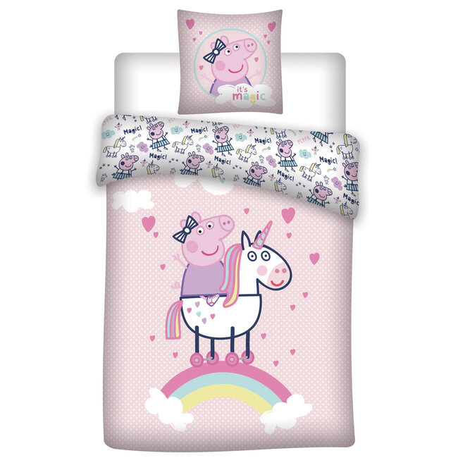 MerchandiseFever Peppa Pig Dekbedovertrek, Unicorn - 140 x 200 + 65 x 65 cm - Katoen