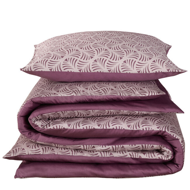 MerchandiseFever De Witte Lietaer Dekbedovertrek Katoen Satijn, Flow Black Plum - 140 x 200/220 + 60 x 70 cm