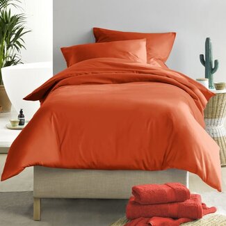 MerchandiseFever Dekbedovertrek Katoen Satijn Olivia - Eenpersoons- 140 x 200/220 cm - Oranje