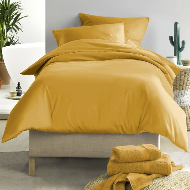 De Witte Lietaer Olivia dekbedovertrek - 1-persoons (140x200/220 cm + 1 sloop) - Katoen satijn - Golden Yellow