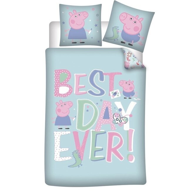 MerchandiseFever Peppa Pig Dekbedovertrek Best Day - 140 x 200 + 63 x 63 cm - Polyester