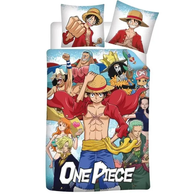 MerchandiseFever One Piece Dekbedovertrek Straw Hat Crew - 140 x 200 + 65 x 65 cm - Katoen