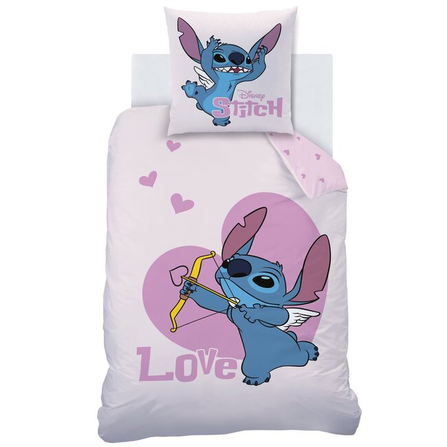MerchandiseFever Disney Lilo & Stitch Dekbedovertrek Cupidon - 140 x 200 + 63 x 63 cm - Katoen