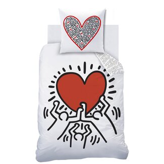MerchandiseFever Keith Haring Dekbedovertrek Red Love - Katoen