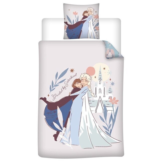 MerchandiseFever Disney Frozen Dekbedovertrek, Sisterhood - Eenpersoons - 140 x 200 + 65 x 65 cm - Katoen