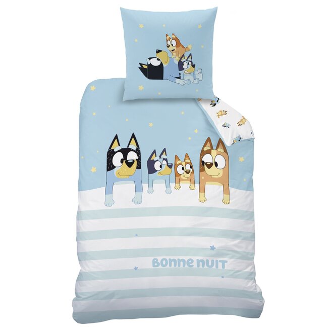 MerchandiseFever Bluey Dekbedovertrek, Together - Eenpersoons - 140 x 200 + 63 x 63 cm - Katoen