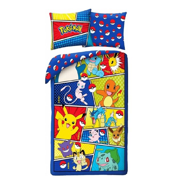 MerchandiseFever Pokemon Dekbedovertrek, Screams - Eenpersoons - 140 x 200 cm / 70 x 90 cm - Katoen