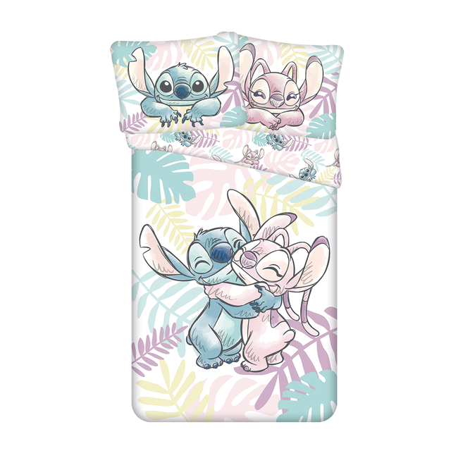 MerchandiseFever Disney Lilo & Stitch Dekbedovertrek, Leaves - Eenpersoons - 140 x 200 cm / 60 x 80 cm - Katoen