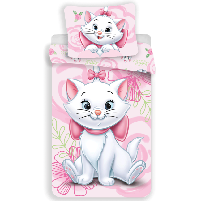 MerchandiseFever Disney Aristocats Dekbedovertrek, Pink - Eenpersoons 140 x 200 + 70 x 90 cm - Katoen