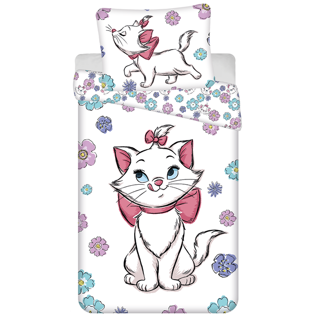 MerchandiseFever Disney Aristocats Dekbedovertrek, Flowers - Eenpersoons 140 x 200 + 70 x 90 cm - Katoen