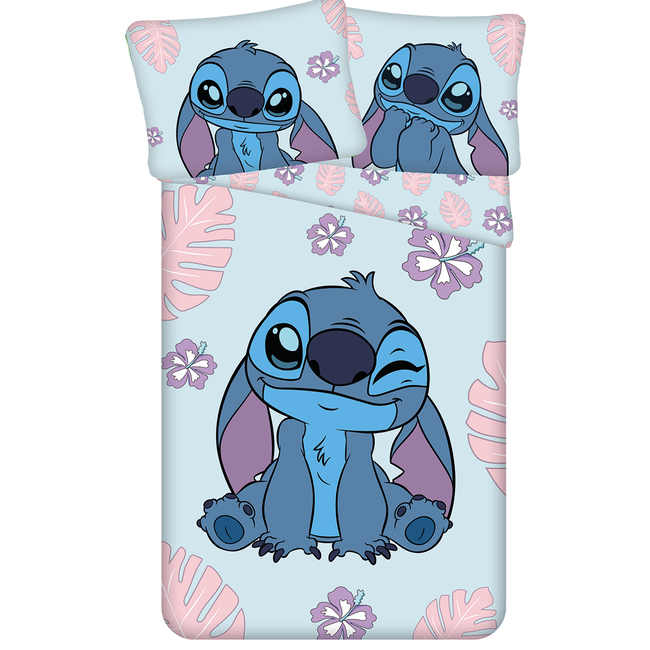 MerchandiseFever Disney Lilo & Stitch Dekbedovertrek, Cute - Eenpersoons 140 x 200 + 70 x 90 cm - Katoen