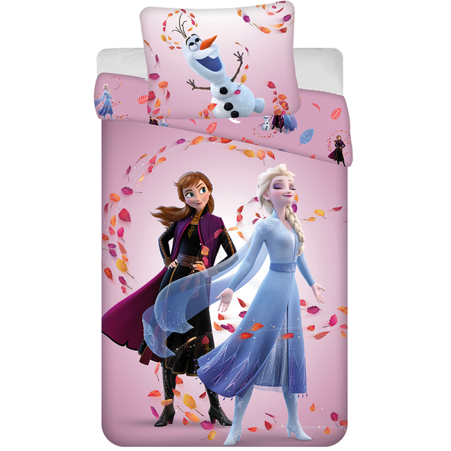MerchandiseFever Disney Frozen Dekbedovertrek, Magical Time - Eenpersoons 140 x 200 + 60 x 80 cm - Katoen
