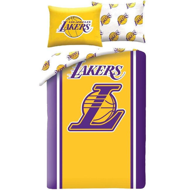 MerchandiseFever LA Lakers Dekbedovertrek, Logo - Eenpersoons - 140 x 200 + 70 x 90 cm - Polyester