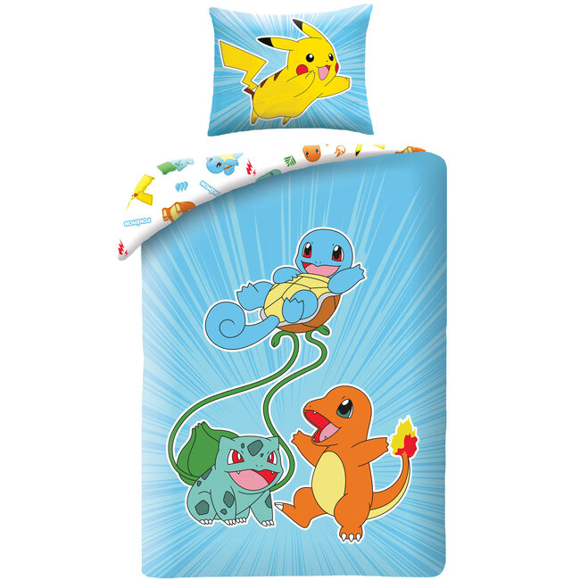 MerchandiseFever Pokemon Dekbedovertrek, Play - Eenpersoons - 140 x 200 + 70 x 90 cm - Polyester