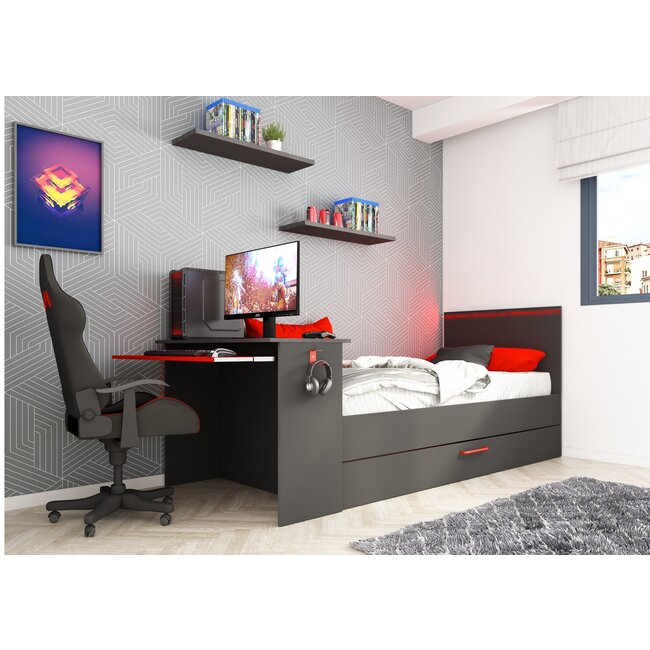Trasman Bzone Gamingbed antraciet- met led