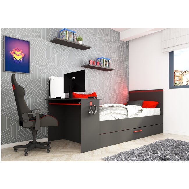 Trasman Bzone Gamingbed antraciet- met led