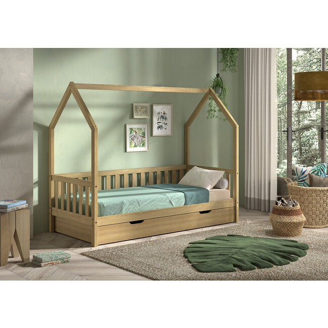 Vipack Huisbed Nature 90x200- massief eiken